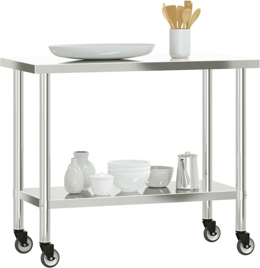 vidaXL Ανοξείδωτο Τραπέζι Μ110xΒ55xΥ85cm