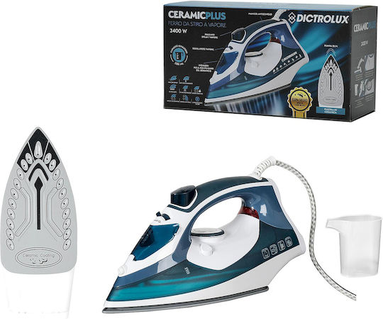 DictroLux Steam Iron 2400W with Ceramic Plate and Continuous Steam Supply 45g/min