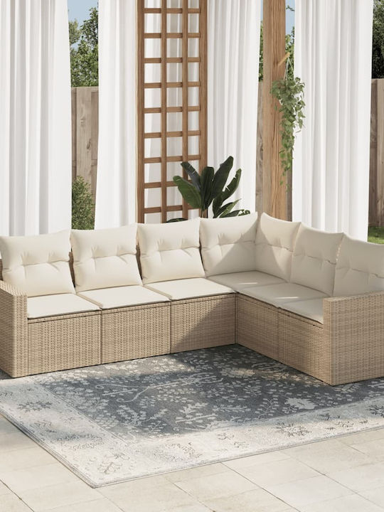 Corner Outdoor Sofa Rattan with Cushions 55x55x69cm