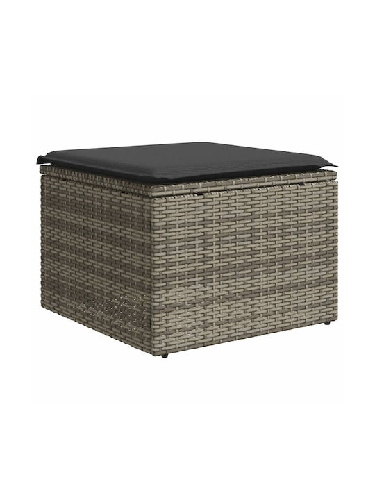 Stool Outdoor Rattan with Cushion Grey 1pcs 55x55x37cm