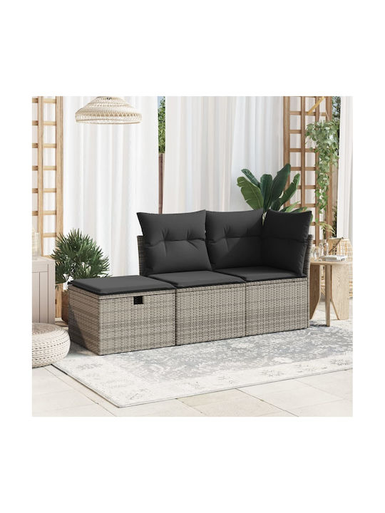 Scaun de Grădină Rattan cu pernă Gri 1buc 55x55x37cm
