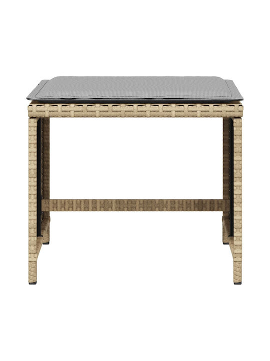 Garden Stool Cube Outdoor Rattan with Beige Cushion 4 Pieces 41x41x36cm