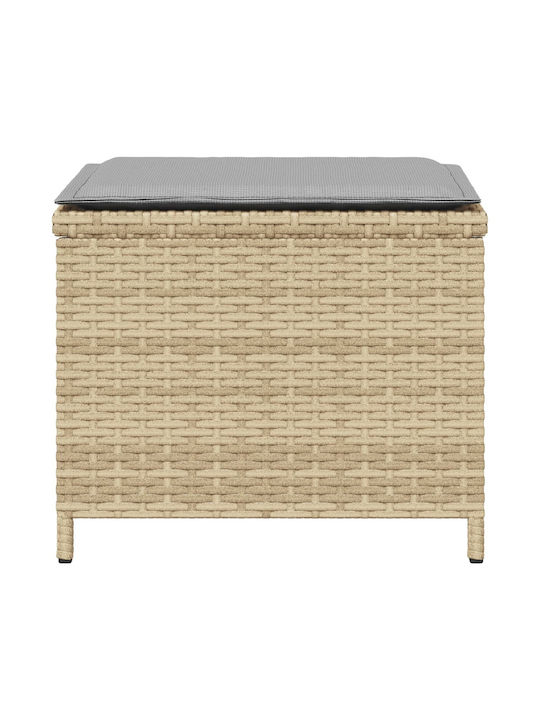 Garden Stool Cube Outdoor Rattan with Beige Cushion 4 Pieces 41x41x36cm