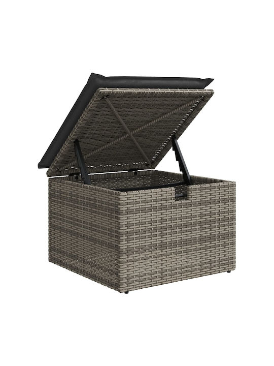 Scaun de Grădină Rattan cu pernă Gri 1buc 55x55x37cm