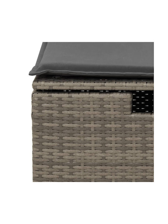Scaun de Grădină Rattan cu pernă Gri 1buc 55x55x37cm
