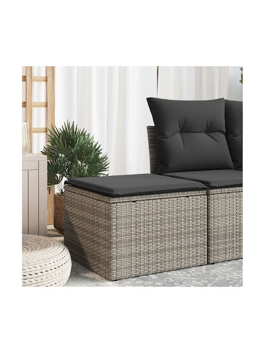 Outdoor Cube Garden Stool Rattan With Grey Cushion 55x55x37cm