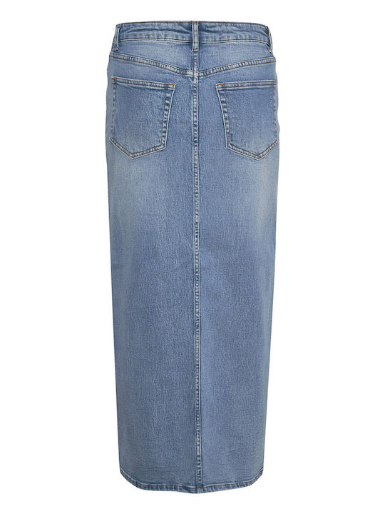 My Essential Wardrobe Denim High Waist Maxi Skirt in Blue color