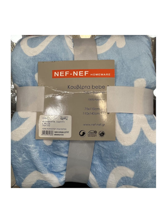 Nef-Nef Homeware Blanket Nursery Swaddling Blankets Happy Light Blue Light Blue 75x110cm