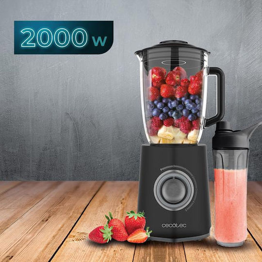 Cecotec Power Black Titanium 2000Max Mix Go Μπλέντερ με Γυάλινη Κανάτα 1.5 lt 2000W Μαύρο