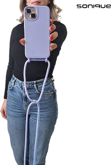 Sonique Back Cover Silicone 0.5mm with Strap Lilac (Galaxy A55)