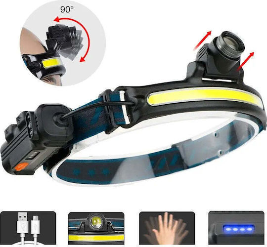Ideahellas Rechargeable Headlamp LED IPX4 with Maximum Brightness 1600lm Black