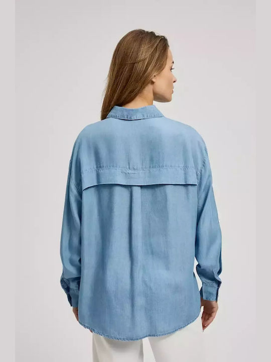 Make your image Women's Polka Dot Long Sleeve Shirt Light Blue
