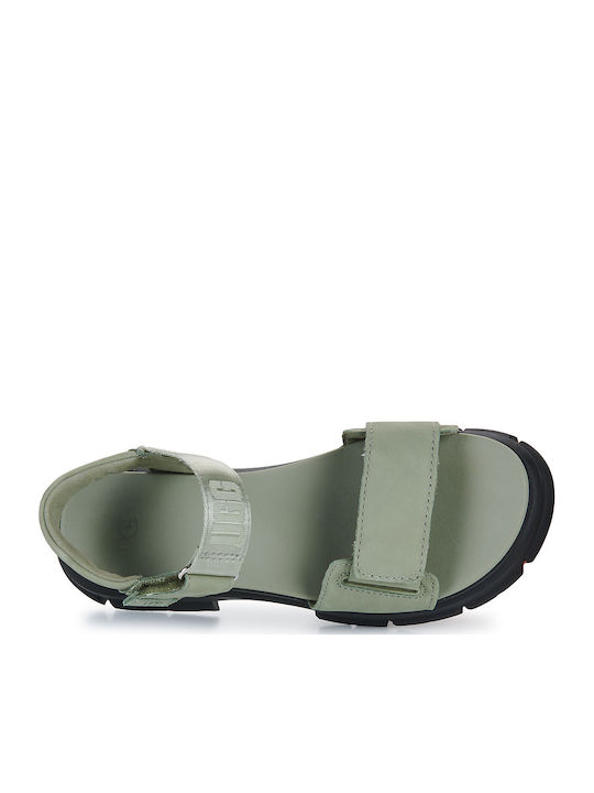 Ashton Leather Women's Flat Sandals in Khaki Color