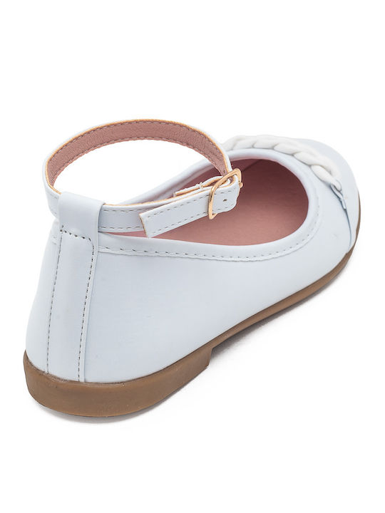 Kids Ballerinas with Adjustable Metal Clasp White