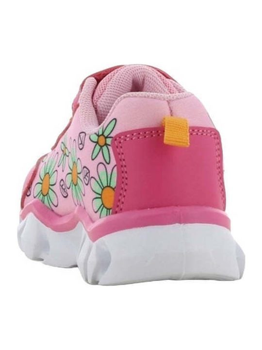 Minnie Mouse Παιδικά Sneakers Ανατομικά με Σκρατς & Φωτάκια Φούξια