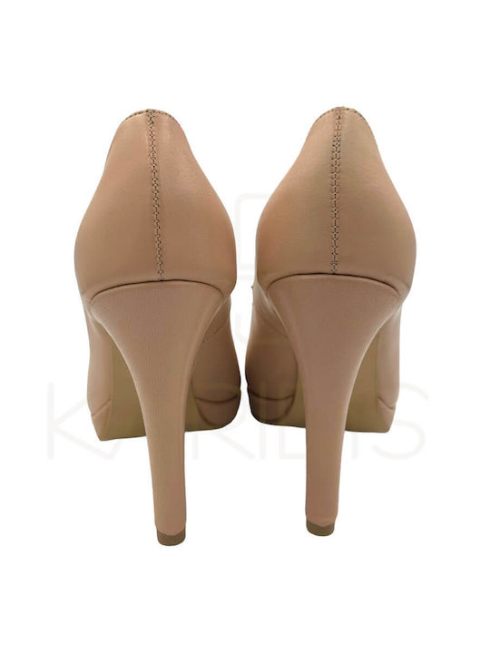 Bacali Collection Women's leather pumps 72-1972 NUDE-BEZ