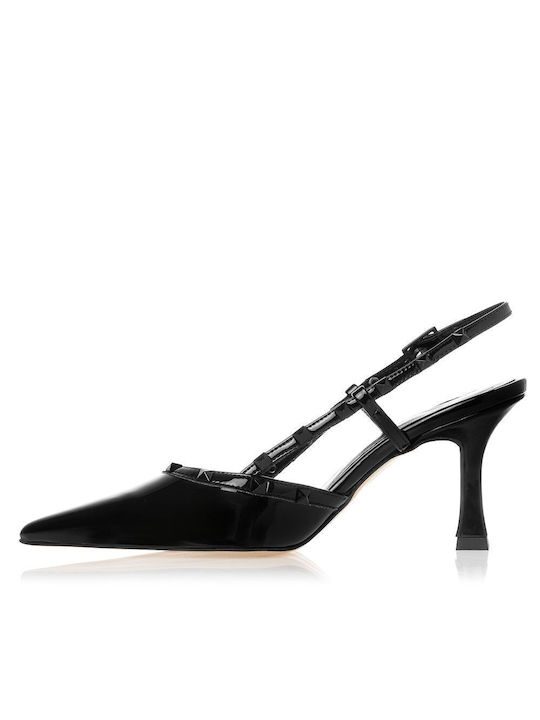 Sante Leather Black Medium Heels