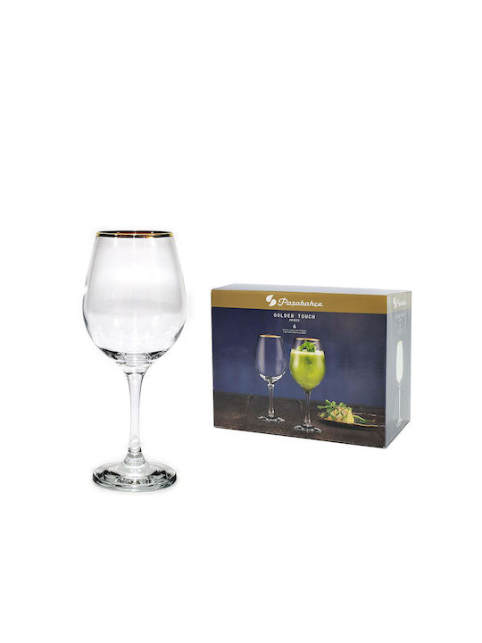 ArteLibre Set of Glasses for White Wine made of Glass in Gold Color Stemmed 6pcs