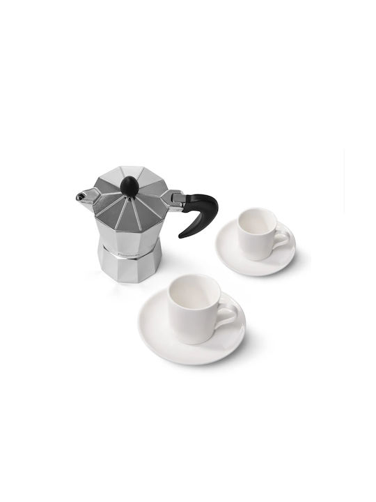 Fissman Tasse Espresso aus Porzellan Silber