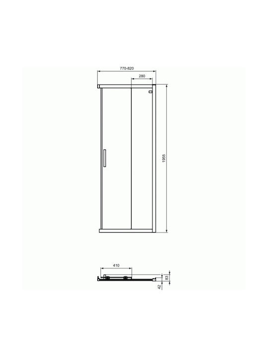 Ideal Standard Connect 2 Shower Screen for Shower with Sliding Door 90x100cm Chrome