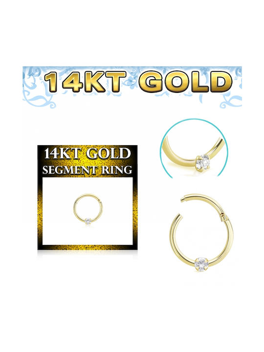 Polytimo Nose Earring Hoop made of Gold 14K with Stones