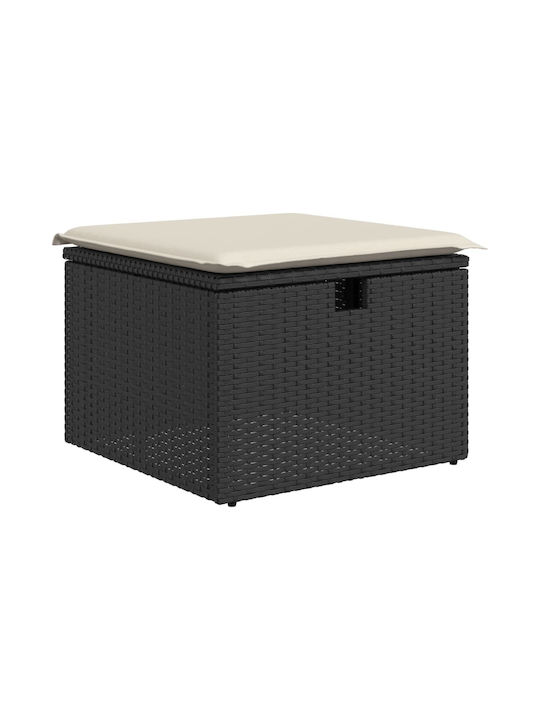 Hocker Für den Außenbereich Rattan mit Kissen Black 1Stück 55x55x37cm