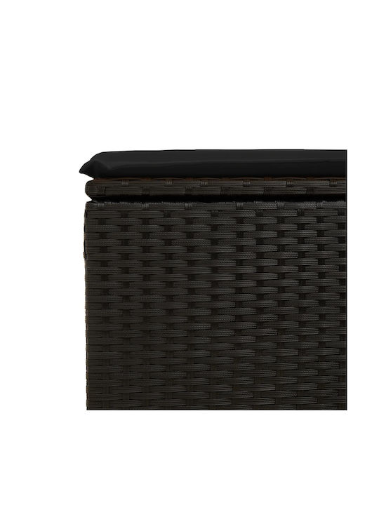 Băncuță Cub Pentru Exterior Rattan Cu Pernă Neagră 55x55x37cm