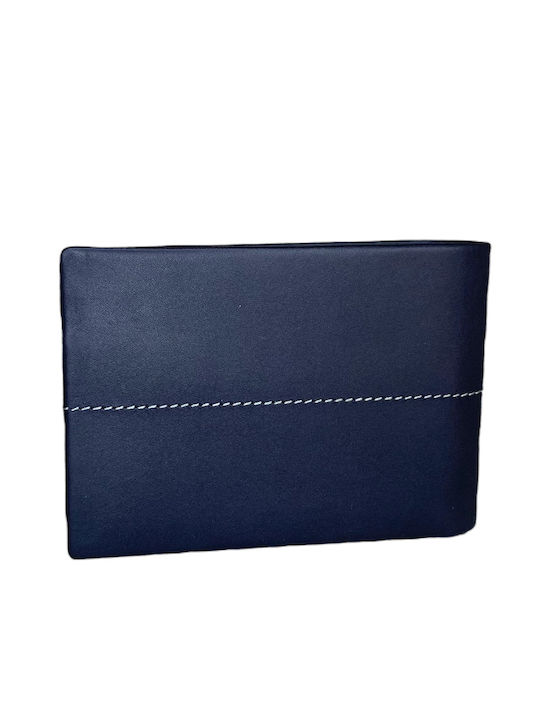 Leather Men's Wallet Coins with RFID Blue