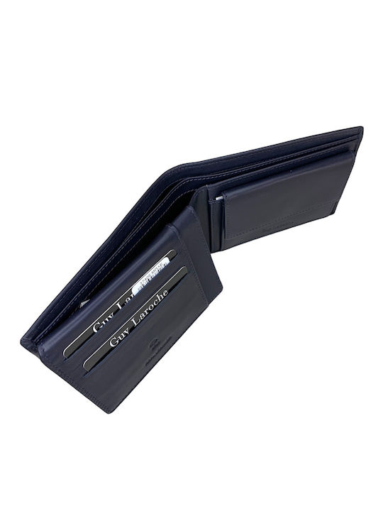 Leather Men's Wallet Coins with RFID Blue