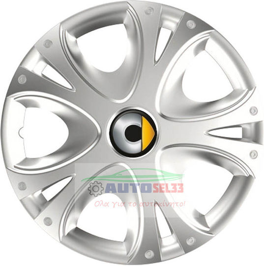 Versaco Car Hubcap Set Dynamic with Smart Emblem 13" 4pcs Silver