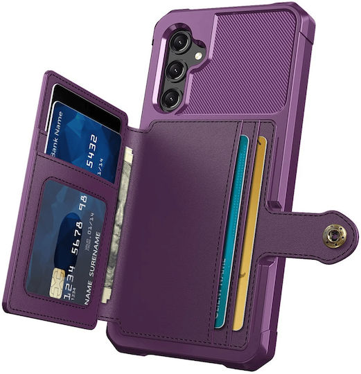 HappyCase Wallet Silicone / Synthetic Leather 0.5mm Purple (Samsung Galaxy A25)