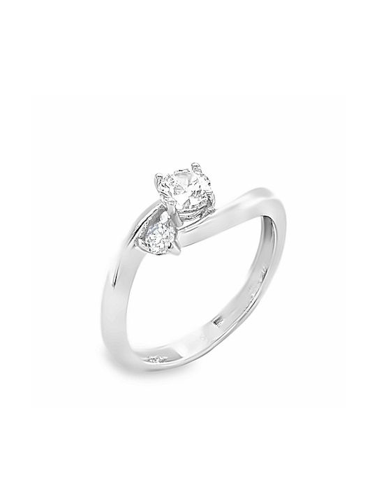 Single Stone White Gold Ring 14 Karats with Zircon Rn09360