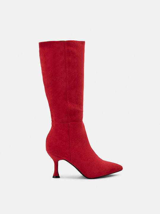 Bozikis Suede High Heel Women's Boots Red