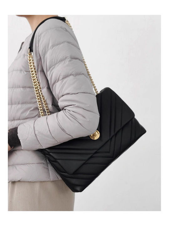 Leder Damentasche Schultertasche Schwarz