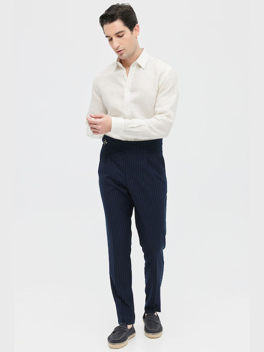 Aristoteli Bitsiani Men's Trousers Blue Striped