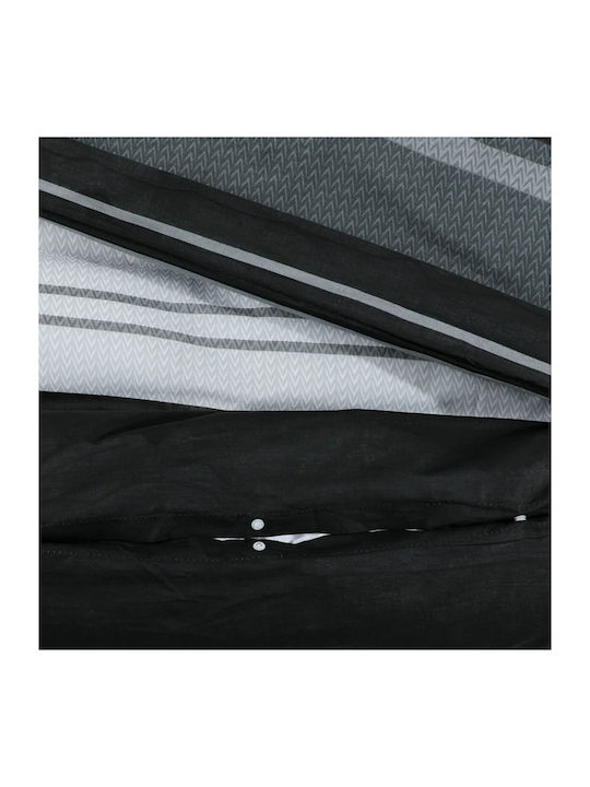 vidaXL Duvet Cover Set Cotton Single with Pillowcase 140x200 Black