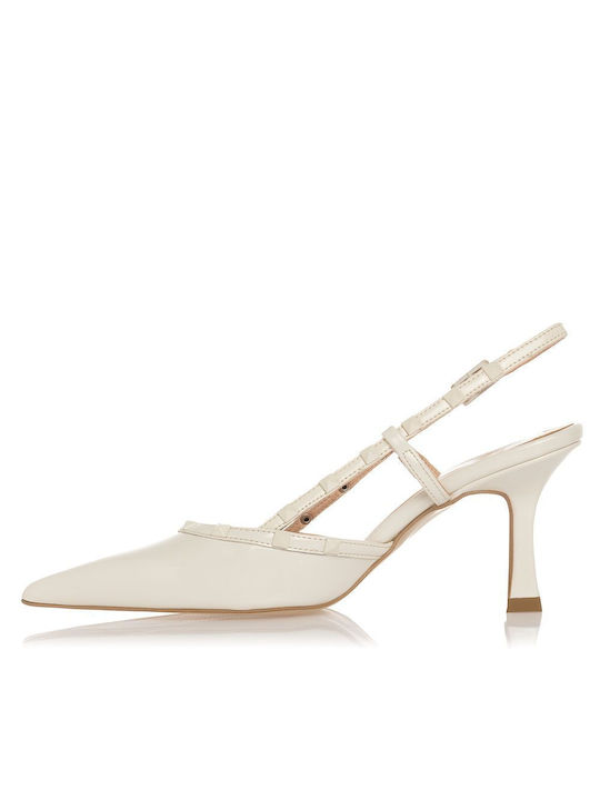 Sante Leather White Medium Heels