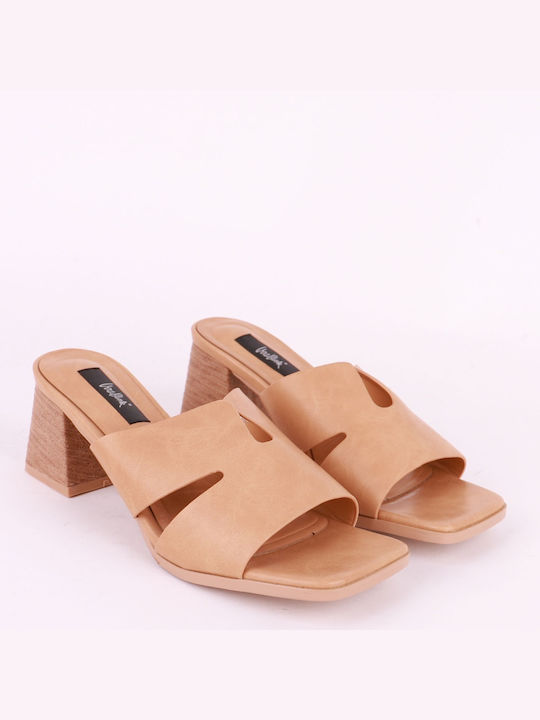 Vera Blum Chunky Heel Mules Brown