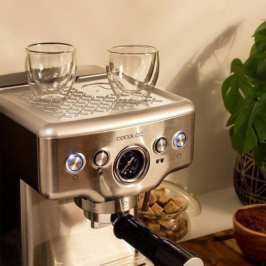 Cecotec Power Espresso 20 Barista Mini Μηχανή Espresso 1465W Πίεσης 20bar Ασημί 01982