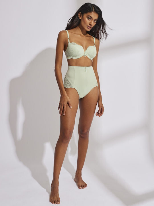 High-waisted Women's Slip with Lace Green
