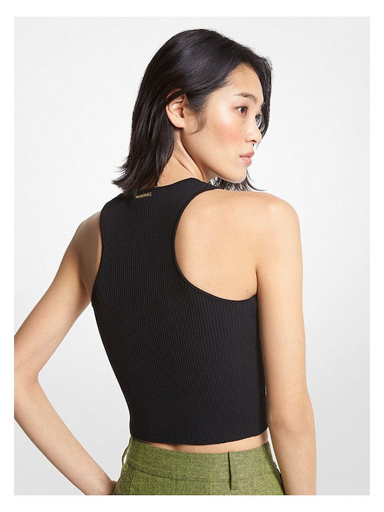 Michael Kors Γυναικείο Καλοκαιρινό Crop Top Αμάνικο Μαύρο