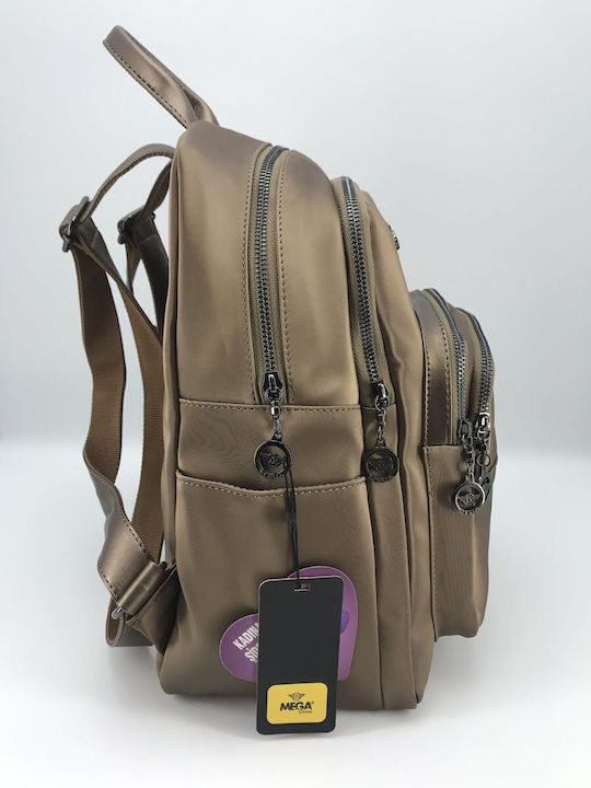 Mega Bag Γυναικείο Σακίδιο Πλάτης Με Δύο Θήκες Χάλκινο