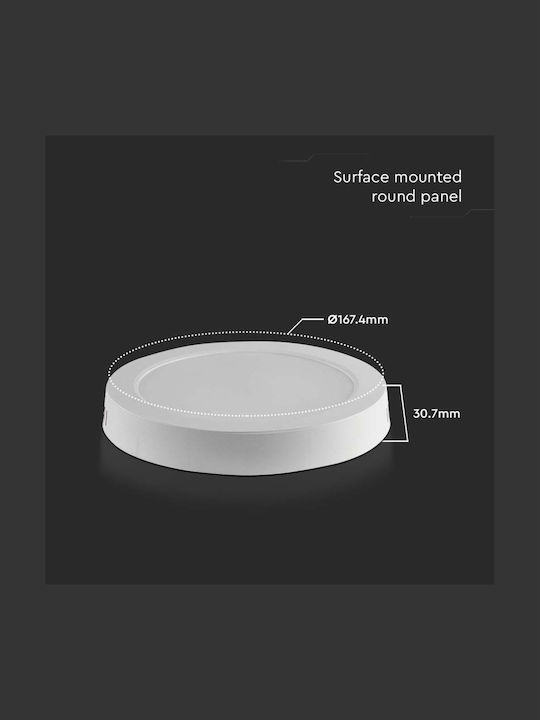 V-TAC Rotund Panou LED Putere 12W cu Alb Natural Lumini