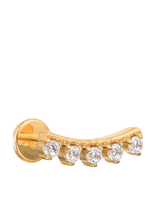 Asimi Body Piercing Σκουλαρίκια Τιτανίου Επιχρυσωμένα με Πέτρες