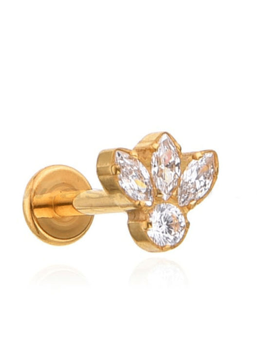 Asimi Body Piercing Σκουλαρίκια Τιτανίου Επιχρυσωμένα με Πέτρες