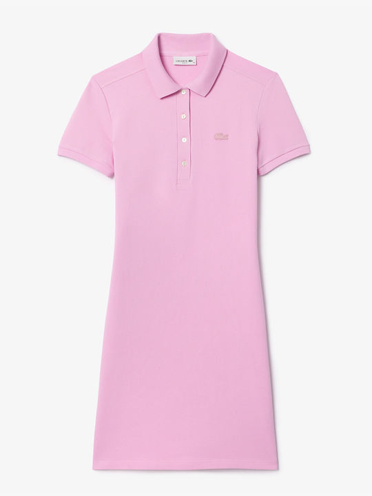 Sommer Mini Sportliches Damenkleid Kurzärmelig Rosa