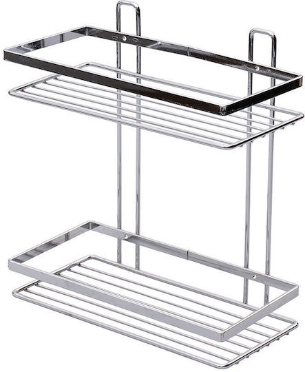 Estia Elegant Montat pe perete Raft Baie Metal cu 2 Rafturi 27x25x12.5cm Argintie Estia Elegant Montat pe perete Raft Baie Metal cu 2 Rafturi 27x25x12.5cm Argintie