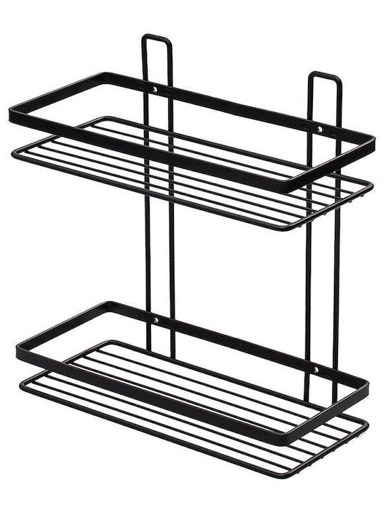 Estia Wall Mounted Bathroom Shelf Metallic with 2 Shelves 27x25x12.5cm Black