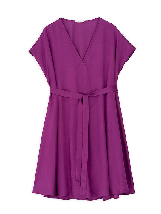 Sommer Mini Abend Damenkleid Satin Lila