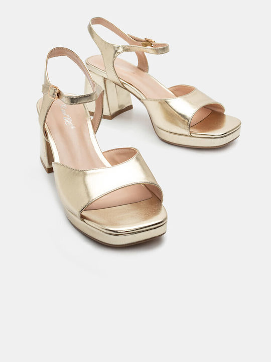 Luigi Platform Women's Sandals with Ankle Strap Gold